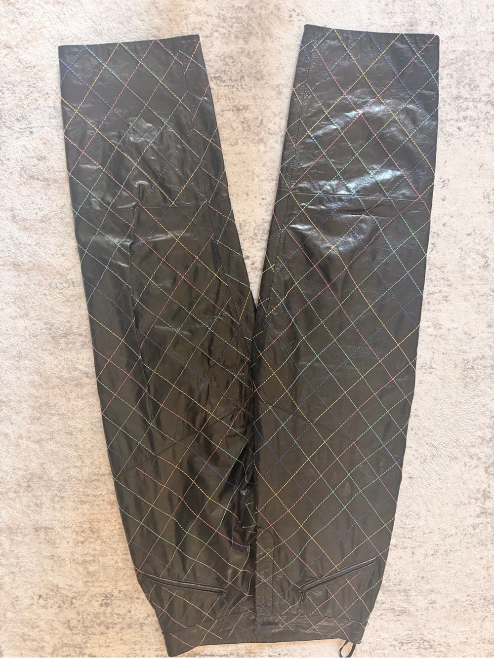 CHANEL Black leather Garment pants with Subtle Stitch Detail